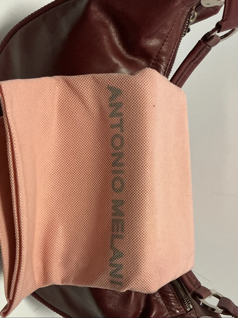 ANTONIO MELANI Burgundy Leather Shoulder Hobo